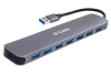 D-Link DUB-1370/B1A, 7-port USB 3.0 Hub.7 downstream USB type A (female) ports, 1 upstream USB type A (male), support Mac OS, Windows XP/Vista/7/8/10,