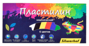 1530935 пластилин silwerhof цветландия 6цв. 120гр. стек картон.кор.