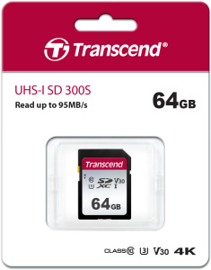 TS64GSDC300S Карта памяти Transcend 64GB SDXC Class 10 UHS-I U3 R95, W45MB/s