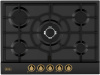 HG 761 CTGN Встраиваемая газовая панель Korting/ Газ, 70см, Поворотные регуляторы, Газ-контроль, 5 высокоэффективных газовых конфорки, Чугунная подставка WOK,
