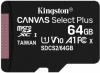 SDCS2/64GBSP Карта памяти Kingston 64GB microSDXC Canvas Select Plus 100R A1 C10 Single Pack w/o Adapter