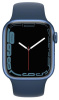 mkn13ru/a apple watch series 7 gps - 41mm, алюминий синий, спортивный ремешок цвета синий омут