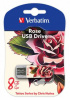 Флеш Диск Verbatim 8Gb Store n Go Mini Tattoo Rose 49881 USB2.0 белый/узор