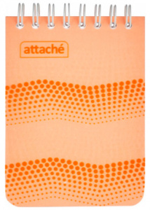 блокнот waves 98973 a7 пластик 50л клетка спираль оранжевый