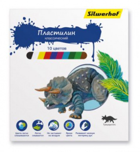 пластилин silwerhof 417001/956148-10 динозавры 10цв. 150гр. картон.кор.