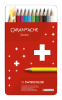 карандаши цв. carandache 1284.712 swisscolor перманентный шестигран. дерево мет.кор. (12шт)