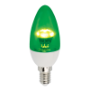 c4cg30elc ecola candle led color 3,0w 220v e14 green зеленая (насыщенный цвет) прозрачная свеча искристая пирамида 98x36