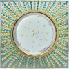 fm53sgecb ecola gx53 h4 5353 glass квадрат с прозр.и бирюз. стразами (оправа золото)/фон зерк../центр.часть золото 40x123x123 (к+)