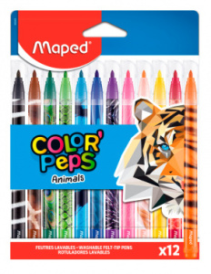 фломастеры maped animals 845403 смываемые 12цв.