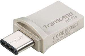 Флеш Диск Transcend 64Gb Jetflash 890S TS64GJF890S USB3.1 серебристый