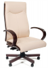 7023222 Офисное кресло Chairman 411 бежевое экопремиум, с деревянными элементами N