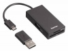 Разветвитель USB 2.0 Hama OTG Hub/Card/microUSB 1порт. черный (00054141)