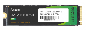 Apacer SSD AS2280P4U 1TB M.2 2280 PCIe Gen3x4, R3500/W3000 Mb/s, 3D NAND, MTBF 1.8M, NVMe, 760TBW, Retail, 5 years (AP1TBAS2280P4U-1)