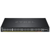 xgs2220-54fp-eu0101f коммутатор/ zyxel xgs2220-54fp l3 access switch, rack 19", 48xrj-45: 1g poe+ (8 of them poe++), 2xrj-45: 1/2.5/5/10g poe++, 4xsfp+, 960w poe budget,