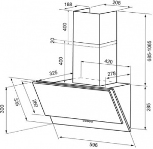 23354 Вытяжка каминная Krona Olly 600 PB белый управление: кнопочное (1 мотор)