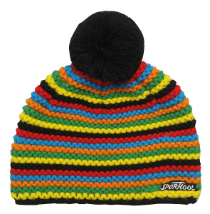 Полосатая шапка с помпоном 128
