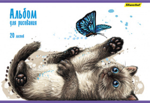 альбом для рисования silwerhof 485724 20л. a4 котята 2диз. картон скрепка
