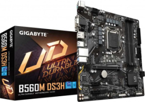 Материнская плата Gigabyte B560M DS3H Soc-1200 Intel B560 4xDDR4 mATX AC`97 8ch(7.1) GbLAN+VGA+DVI+HDMI+DP
