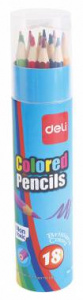 карандаши цветные deli e7013 шестигранные 18цв. точилка карт.тубус