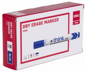 маркер для досок deli eu00230 think скошенный пиш. наконечник 2-5мм синий