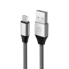 dcmicrounc unico кабель micro usb - usb, 2,1а, 480 мбит/с, нейлон, металл, 1м, серый, rtl box